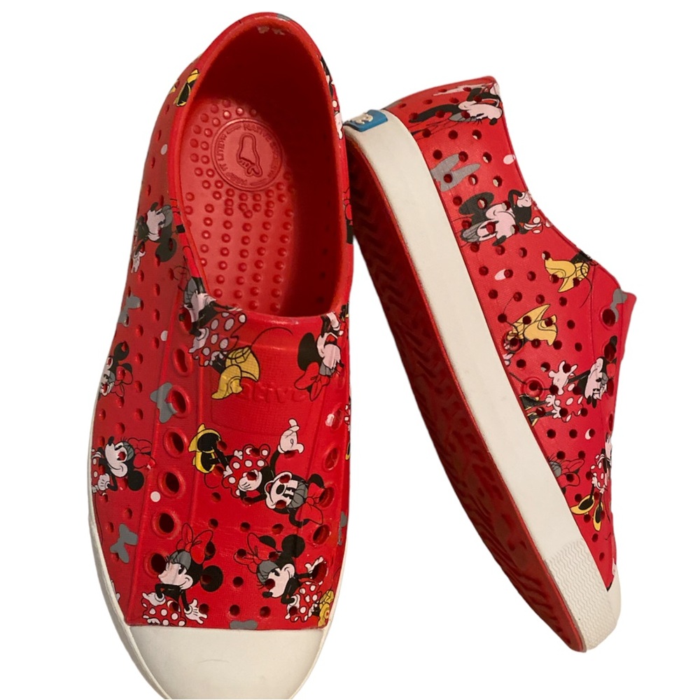 Disney Parks Native Red Mickey‎ Minnie Rubber Slip On Clogs Shoes M3 / W5